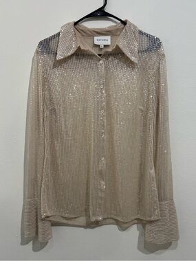 RAT and BOA Sequin Button Down Size Small